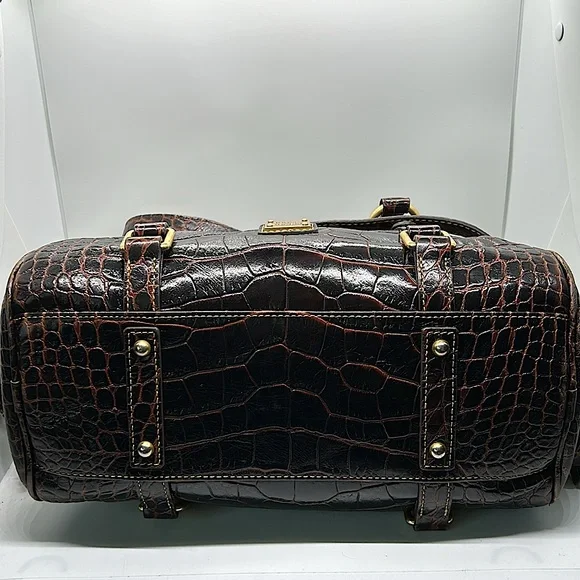 Dooney & Bourke Dark Brown Crocodile Print Leather Satchel Purse Bag 🌸🌸 - Picture 8 of 10